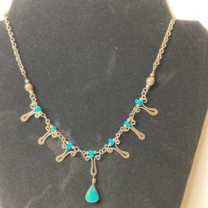 16" Turquoise Color Drop and Dangle Necklace